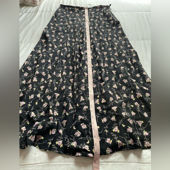 Vintage Black Floral Rayon Maxi Skirt 6 Witchy Whimsigoth Dark Romantic Fairy - Picture 2 of 7